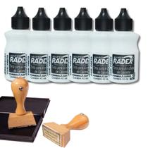 Kit 6 Tinta Almofada Para Carimbo Preta 40ml Alto Rendimento Radex