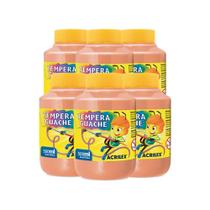 Kit 6 Tinta Guache Tempera 500Ml Amarelo Pêssego 538 Acrilex