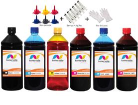 Kit 6 Tinta Para Epson L800 L810 L850 L805 L1800 de 1 Litro Platinum