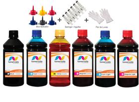 Kit 6 Tinta Para Epson R200 R220 R300 R320 RX500 RX600 de 500ml Platinum