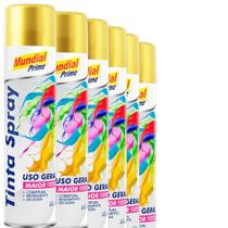 Kit 6 Tinta Spray Metálica Dourado Mundial Prime Kit 6 Tinta Spray Metálica Dourado Mundial Prime