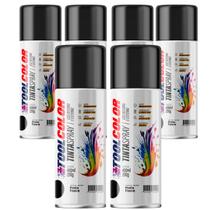 Kit 6 Tinta Spray Preto Fosco Tool Color 400ml/250g