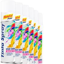 Kit 6 Tinta Spray Uso Geral Branco Fosco Mundial Prime