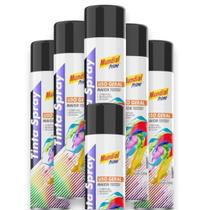 Kit 6 Tinta Spray Uso Geral Preto Semi Brilho Mundial Prime