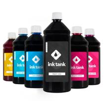 KIT 6 TintaS Corantes para L1800 Bulk Ink Black 1 Litro Coloridas + Light 500 ml - Ink Tank