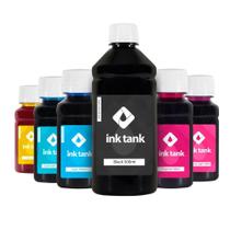 KIT 6 TintaS Corantes para L800 Bulk Ink Black 500 ml Coloridas + Light 100 ml - Ink Tank