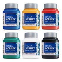 Kit 6 Tintas De Tecido Cores Primárias 120ml Acrilex