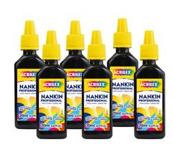 Kit 6 tintas nankin profissional acrilex