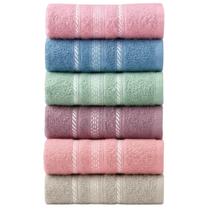 Kit 6 Toalhas de Rosto Teka Escala 100% Algodão Cores Sortidas 40x65 cm