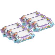 Kit 6 Toalhinhas Umedecidas Turma da Cegonha Tampa FlipFlop 140 Unidades