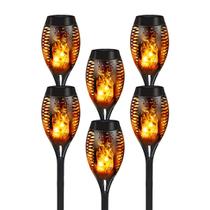 Kit 6 Tochas Solar P ZON Luminária solar de LED com Efeito Chama para Decoração de Jardim