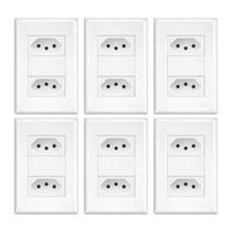 Kit 6 Tomada dupla 10a/250v com placa 4x2 Fame Evidence