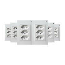 Kit 6 Tomada Tripla 3 Entradas 2p+t 10/20 Branco Temperado Kit 6 Tomada Tripla 3 Entradas 2p+t 10/20 Branco Temperado