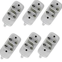 Kit 6 Tomadas Bipolar Barra Dupla Ilumi 1632 10A 250V Cinza Ideal Residencial Comercial Eletricista Kit 6 Tomadas Bipolar Barra Dupla Ilumi 1632 10A 250V Cinza Ideal Residencial Comercial Eletricista