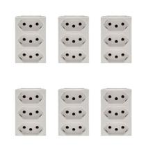 Kit 6 Tomadas Tripla 10a 2p+t Branca 615043bc Pial Plus+ Legrand Kit 6 Tomadas Tripla 10a 2p+t Branca 615043bc Pial Plus+ Legrand