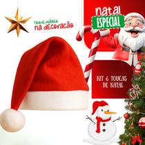 Kit 6 Toucas de Papai Noel Tradicional Vermelha com Pompom Branco Acessórios Natalinos Tamanho Único