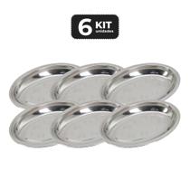 Kit 6 travessa oval inox funda 20cm antideslizante