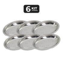 Kit 6 travessa oval inox funda 20cm antideslizante Kit 6 travessa oval inox funda 20cm antideslizante