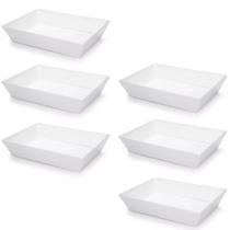 Kit 6 Travessa Retangular 2,2l Branca Servir a Mesa Salada Sobremesa Risoto Coza Kit 6 Travessa Retangular 2,2l Branca Servir a Mesa Salada Sobremesa Risoto Coza
