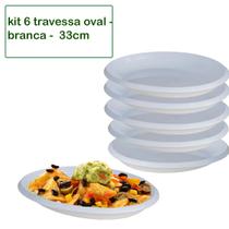 Kit 6 Travessa Saladeira Petisqueira Oval Le Chef Branca Plástico