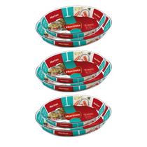 Kit 6 Travessas De Vidro Assadeira Oval 1,6L 2,4L Marinex