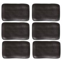 Kit 6 Travessas Juta Preto Matte 27x17cm Cerâmica Bandeja Sushi Restaurante Porto Brasil Kit 6 Travessas Juta Preto Matte 27x17cm Cerâmica Bandeja Sushi Restaurante Porto Brasil