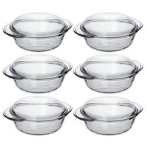 Kit 6 Travessas Marinex Tampa Vidro 1,5l Armazenar Alimentos