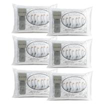 Kit 6 Travesseiro Pluma Ganso Confortável Antiacaro 70x50cm