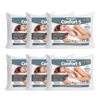 Kit 6 Travesseiros Faiber Flex Confort 5 Alto Antialérgico