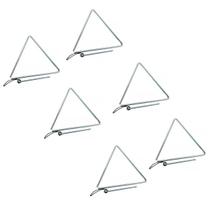 Kit 6 TRIÂNGULO PHX MUSIC 25CM X 8MM 79 AÇO CROMADO BATEDOR CORDÃO