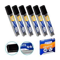 Kit 6 Tubos Refil de Grafite HB 0,7mm para Lapiseiras de Escrita e Desenho Técnico