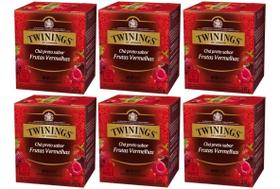 kit 6 TWININGS OF LONDON CHÁ PRETO COM FRUTAS VERMELHAS 20G