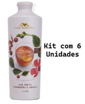 Kit 6 Un Chá Preto Cranberry e Hibisco Casa Madeira 1 L