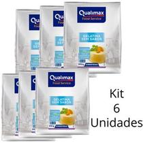 Kit 6 Un De Gelatina Sem Sabor Qualimax Em Pó Em Pacote De 510g Para Hotel Pousada Rende 35,5 Porções De 10ml