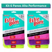 Kit 6 Un Esfrebom Pano Multiuso Alta Performance Microfibra Kit 6 Un Esfrebom Pano Multiuso Alta Performance Microfibra