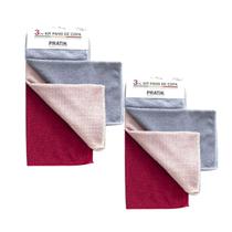 Kit 6 Un Pano de Copa 3 pçs tamanho 30x30 cm - Pratik