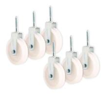 Kit 6 Un Roldana Branca Plástica Com Parafuso 6Cm Kit 6 Un Roldana Branca Plástica Com Parafuso 6Cm