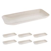 Kit 6 un travessa retangular p/ petiscos petisqueira bege