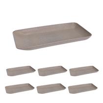 Kit 6 Un Travessa Retangular P/ Petiscos Petisqueira Cinza