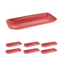 Kit 6 un travessa retangular petisqueira vermelho