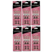 Kit 6 Unhas Autocolantes Amendoado UP703A Médio Nude - Macrilan Kit 6 Unhas Autocolantes Amendoado UP703A Médio Nude - Macrilan