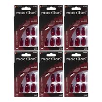 Kit 6 Unhas Postiças Bailarina Vinho UP405 - Macrilan