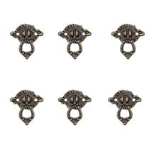 Kit 6 Uni Puxador Colonial Roma P Vintage Ouro Velho Gaveta