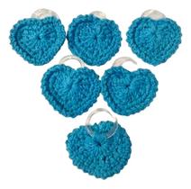 Kit 6 Unid De Porta Guardanapos De Coração Em Crochê Azul