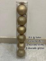 Kit 6 Unidades Bolas Enfeite De Árvore De Natal 7cm Brilho e Glitter(NTB85053)