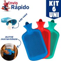 Kit 6 Unidades Bolsa De Água Térmica 1.5L Emborrachado Quente Ou Fria Colorido Compressa