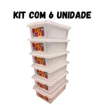 Kit 6 unidades caixa/pote organizador c/ tampa 2,5l biopratika dup