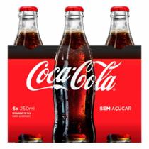 Kit 6 Unidades Coca Cola Zero Garrafa De Vidro 250ml
