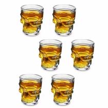 Kit 6 unidades copo vidro dose shot caveira 50ml
