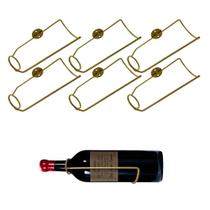Kit 6 Unidades de Adega Parede Garrafa Vinho Estilo Industrial Dourado